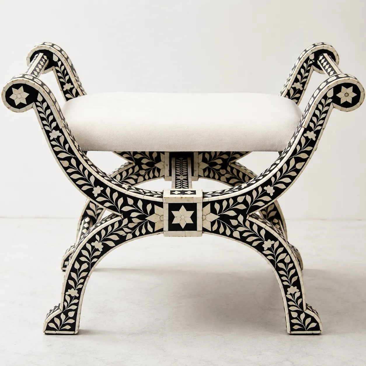 Black Bone Inlay Curule Stool — photo 2