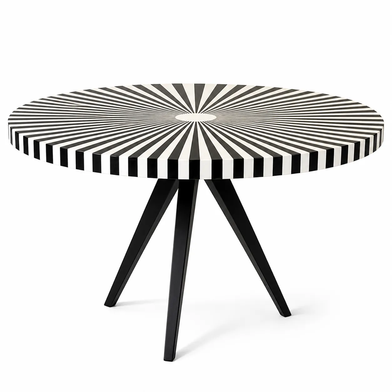 Black & White Sunburst Bone Inlay Dining Table