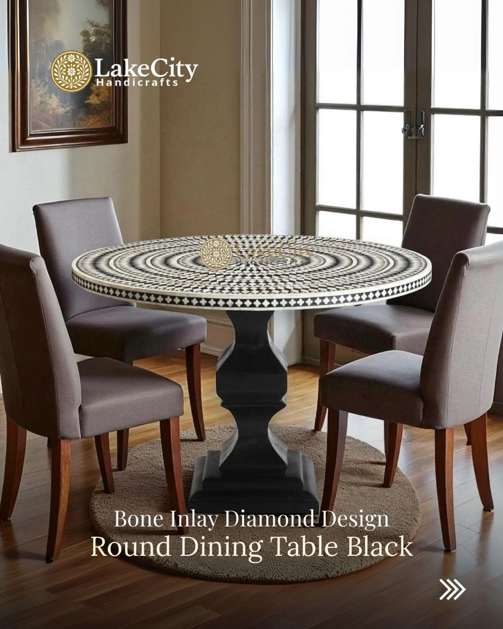 Teal Leaf Bone Inlay Round Coffee Table — photo 3