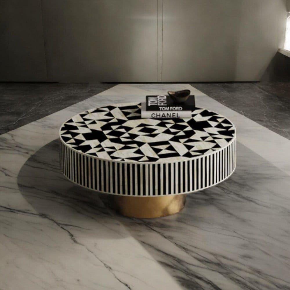 Navy Blue Floral Bone Inlay Console Table